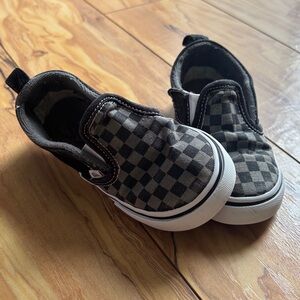Kids VANS Black Checker Slip-On Sneakers